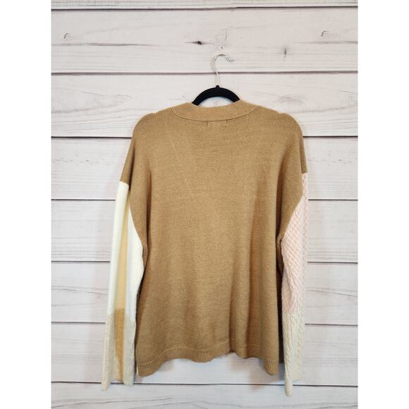 BeachLunchLounge Women's Multicolor Color Block Button Front Cardigan Sweater XL - Picture 2 of 6